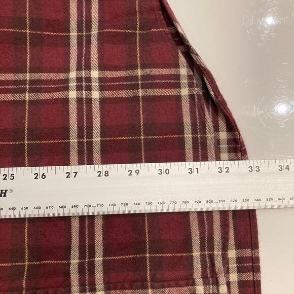 NWOT SLATE & STONE Shirt Men XXL Plaid Flannel Burgundy Elbow Patch Cotton - Picture 9 of 10